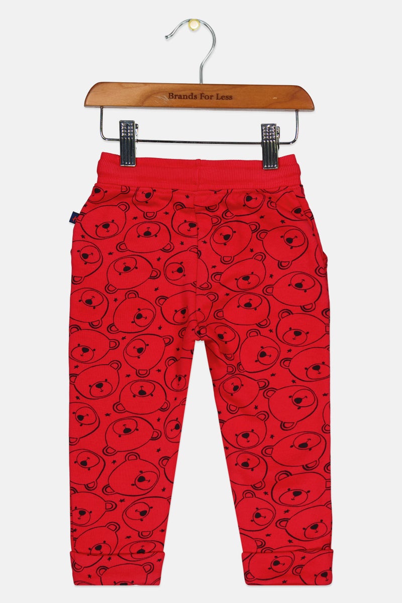 Hamleys Toddlers Boy Graphic Print Drawstring Sleepwear Pants, Red - Image 3